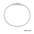 Minimalist round snake chain bracelet in polished steel color for men and women - 1.5mm x 19cm / Steel