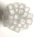 Mesh bag containing twenty clear square reusable plastic ice cubes for drinks and parties - Clear Frosted Square 24PCS 310g