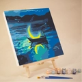 DIY digital oil painting kit featuring a moonlit boat scene with easel, paints and brushes - 20x20cm Framed Kit / VN58-BD58 Night Moon Boat