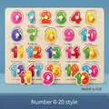 Educational wooden number puzzle for kids with 0-20 pegs and bilingual labels - Numbers 0-20