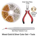 Detailed DIY jewelry toolkit with lobster clasps, jump rings, pliers, and tweezers - Gold/Silver Set + Tools