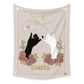 Bohemian Cancer zodiac tapestry featuring pink roses and gold stars on beige fabric - Cancer