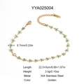 Detail showing dimensions and 304 stainless steel specs of the golden flower anklet - Turquoise Flower Style (YYA025004)
