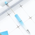 Creative DIY plastic beadable ballpoint pen in gradient blue and white glitter finish - Spray Painted Blue Gradient