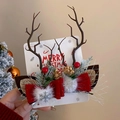 Barrettes renne de Noël avec nœuds rouges, pompons blancs et ornements de flocons - Barrette Bec de Canard Cornes de Renne de Noël Avec Nœud / Rouge