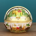 White and gold ceramic elephant ashtray with lid featuring intricate embossed patterns - Gold White Enamel Elephant