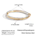 Three-ring interlocking stainless steel bracelet in gold and silver finish - Gold and Silver Triple Ring Large (JDB0303015-PS-65)