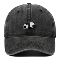 Berretto da baseball in cotone nero lavato con un simpatico ricamo a panda sulla parte frontale - Nero