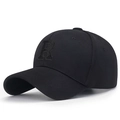Classic black baseball cap with premium metallic 3D embroidered letter R logo - Adjustable / Black with Black Embroidery