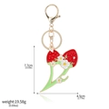 Realistic strawberry and flower keychain with size 7.7x4.5cm and weight 19.58g specs - K00888 Red Large Strawberry Enamel Keychain