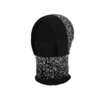 Women's black and white knit balaclava hat with integrated neck warmer and fleece lining - Black