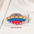 Pinza per capelli UFO cartoon rosa e giallo di 9 cm con indicazioni delle dimensioni - Alieno Multicolore