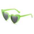 Fluorescent green heart-shaped sunglasses with grey lenses and metal hinges - Matte Green Frame Grey Lens