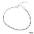 Minimalist silver woven wheat chain bracelet with lobster clasp and extension chain - Silver Wheat Chain Bracelet (PB934)