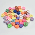 Mix of 10mm colorful heart shaped clay beads with LOVE engraving for DIY jewelry - Multicolor