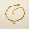 Bracelet en acier inoxydable doré avec pendentif lettre Q et petites perles - Lettre Q (S-H202-Q)