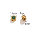 Perla tonda in acciaio dorato con zircone verde e foro da 1,5 mm per creazione gioielli - Verde Scuro