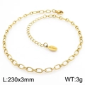 Gouden roestvrijstalen schakel enkelbandje met karabijnsluiting en S.steel label - Gouden Stijl (KJ3715-Z)