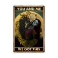 Retro metal sign with Jack and Sally illustration and You and Me text for garden decor - 11740(39)