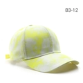 Classic cotton baseball cap with yellow and white tie-dye pattern and woven side label - Yellow White Cloud Tie-dye (B3-12)