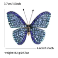 Eleganter Schmetterling-Brosche mit blauen und lila Kristallen, 4,4x3,7 cm - Blau