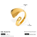 Macro view of gold-plated star ring showing dimensions, weight and waterproof features - Geometric Hollow Pattern Style (NB-R24374)