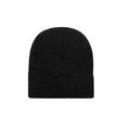 Classic black knitted docker cap with textured wool fabric on a solid white background - Black