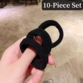Lot de 10 élastiques à cheveux noirs résistants et extensibles pour queues de cheval - Noir (10 Pièces)