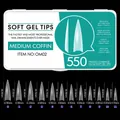 Tabla de tallas detallada para uñas postizas coffin mate ultrafinas con dimensiones - SOFT GEL TIPS 02