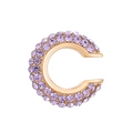 Golden C-shaped ear cuff featuring sparkling lavender rhinestones and a polished finish - Outer Diameter 1.6cm / KC Gold - Purple (8054)