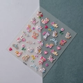 Détail d'autocollants 3D pour ongles avec chats mignons et texture de broderie florale - Style Chat Lapin Dessin Animé (TS-068)