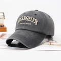 Vintage gewaschene dunkelgraue Baumwoll-Baseballkappe mit Los Angeles 3D-Stickerei und Used-Look - Verstellbar / Gewaschenes Schwarz