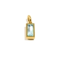 18K gold plated stainless steel rectangular pendant with a sea blue birthstone - March - Aquamarine Blue