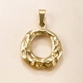Gold stainless steel round pendant with hammered texture for DIY necklaces - Hammered Irregular-174