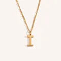 Minimalist 18k gold plated necklace featuring a polished capital letter I pendant - Gold I