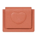 Piccolo portafoglio corallo in pelle martellata con decorazione a cuore - Marrone