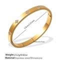 18K gold plated stainless steel hinge bracelet with four-leaf clover rhinestone design - Clover Hinge Style (FSY710)