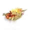 Bohemian floral hair comb with orange and yellow silk flowers and green leaves - FS44-2 Yellow