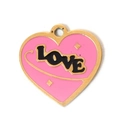 Rosa Herzanhänger mit goldenem LOVE-Schriftzug für DIY-Schmuckherstellung - Wellenförmige LIEBE Rosa