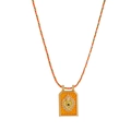 Tarot heart pendant necklace with orange enamel and colorful braided cord in gold finish - Orange Necklace (Without Beads)