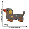 Cartoon dachshund embroidery patch with colorful pattern and dimensions 5x3.5cm - Grey Dachshund with Colorful Figures Pattern