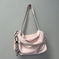 Sac de sport rose clair à grande capacité avec un pendentif à carreaux tendance - Rose + Nœud