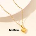 Golden heart necklace pendant 12x11mm in polished stainless steel for DIY jewelry - Smooth Mini Heart / 12x11mm / Gold