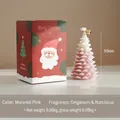 Pink gradient Christmas tree candle in festive red gift box with dimensions 9.6x5.7cm - Style 4 Morandi Pink - Oregano & Narcissus