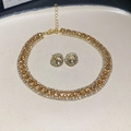Detail of gold necklace and earring set with amber stones and adjustable lobster clasp - Light Burgundy Champagne