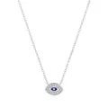 S925 sterling silver evil eye necklace featuring blue enamel and sparkling crystals - Classic Eye Shape Style (RHN1978)