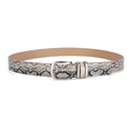 Ceinture rétro pour femmes motif serpent avec boucle ardillon élégante en métal argenté - Motif serpent beige