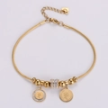 Bracciale Regina Elisabetta in acciaio inossidabile placcato oro 18k con diamanti - Oro
