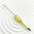 DIY yellow beaded ballpoint pen featuring sparkling crystal beads and metallic finish - Milky Yellow