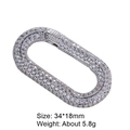 Silver oval screw clasp with rhinestones connector for jewelry DIY size 34x18mm - Style 45 (Silver Large Full Zircon Clasp 34x18mm)
